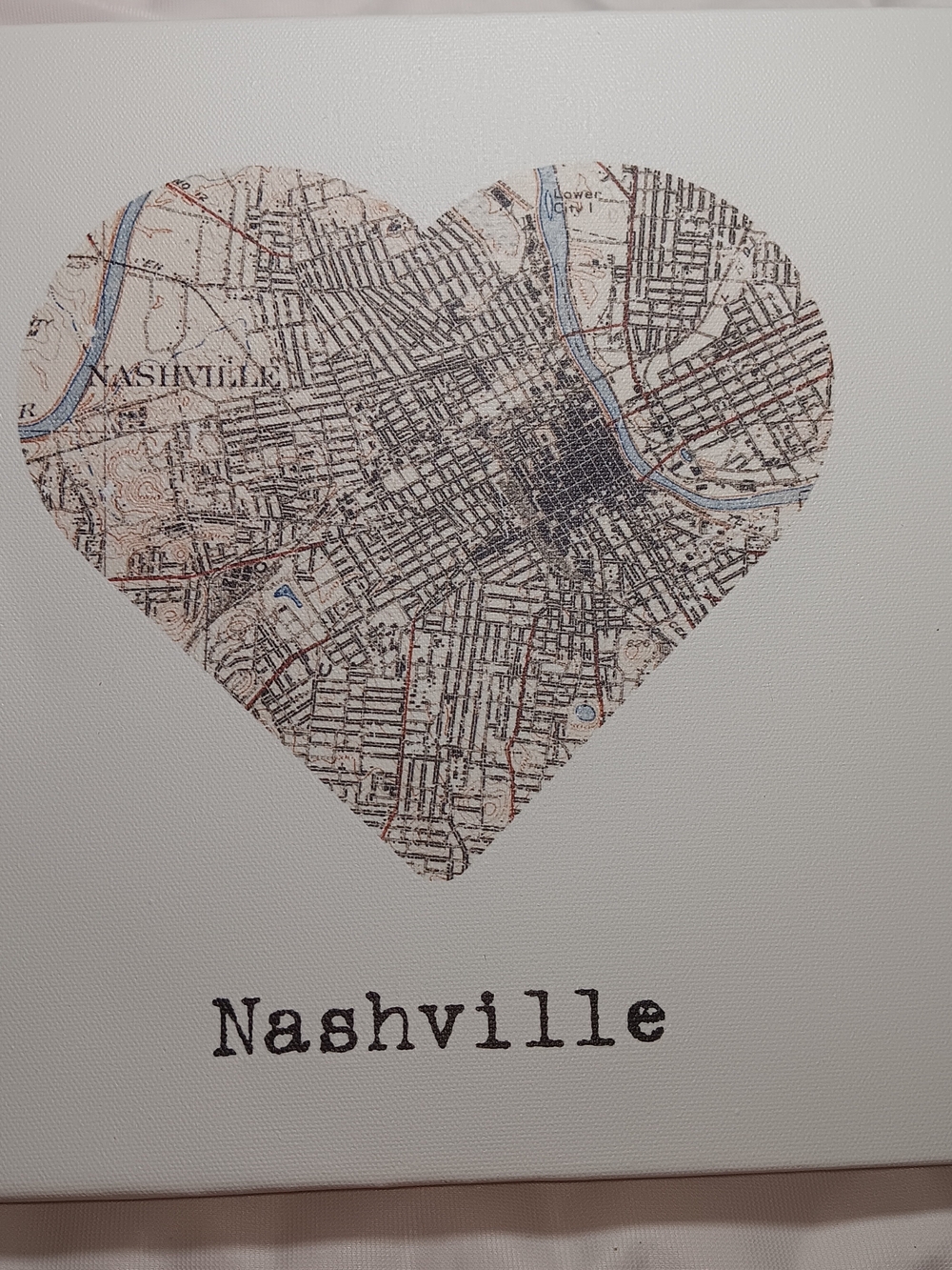 ArtsyCanvas Nashville - City Map to My Heart - 12x12 Wrapped Canvas Wall Art